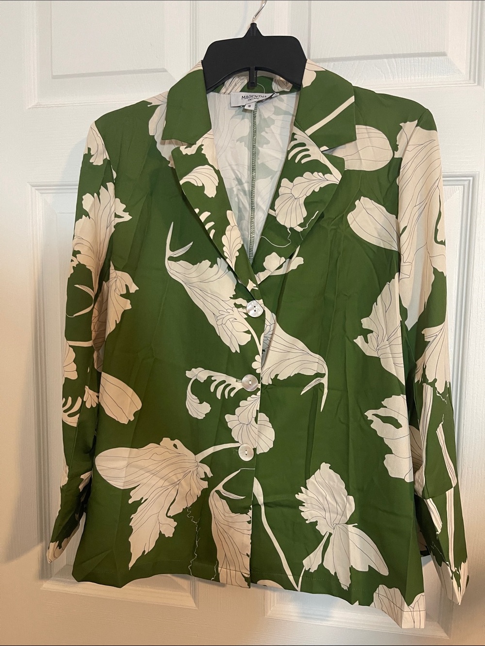 Green Floral Print Women's Blazer by